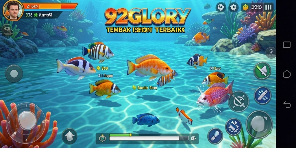 Screenshot gameplay 92GLORY menampilkan aksi menembak ikan yang seru.