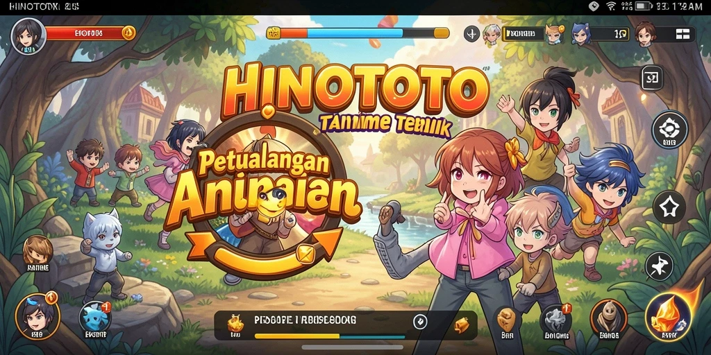 Tampilan gameplay seru dari HINOTOTO dengan karakter Anime yang menarik.