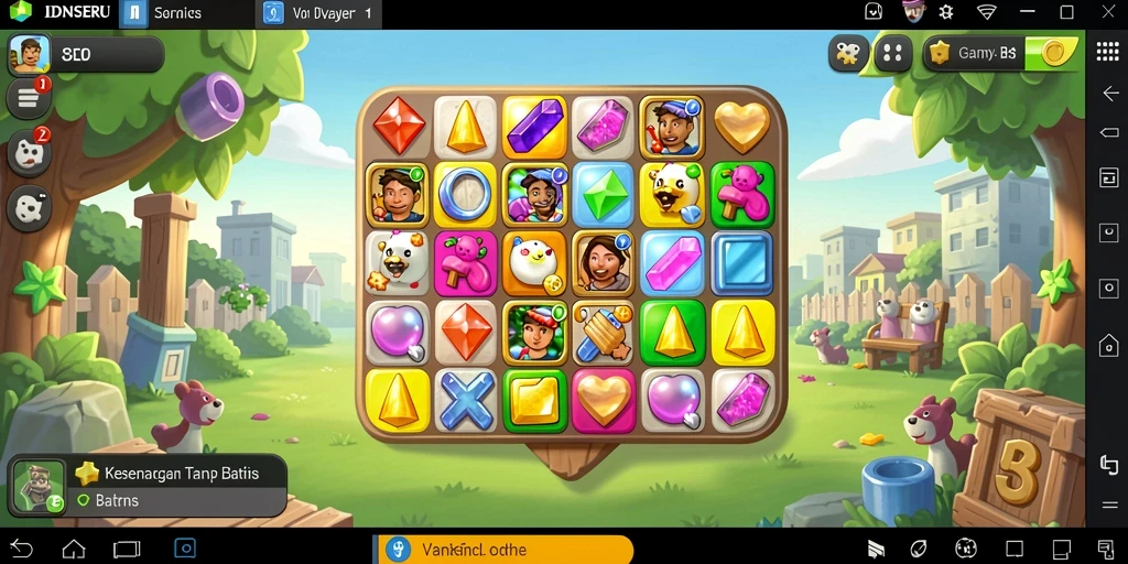 Screenshot gameplay IDNSERU yang menunjukkan aksi mencocokkan objek Match-3.