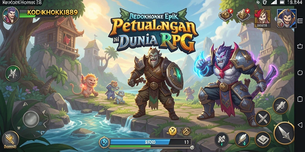 Tampilan gameplay menegangkan di KODOKHOKI889 dengan pertarungan RPG yang seru.