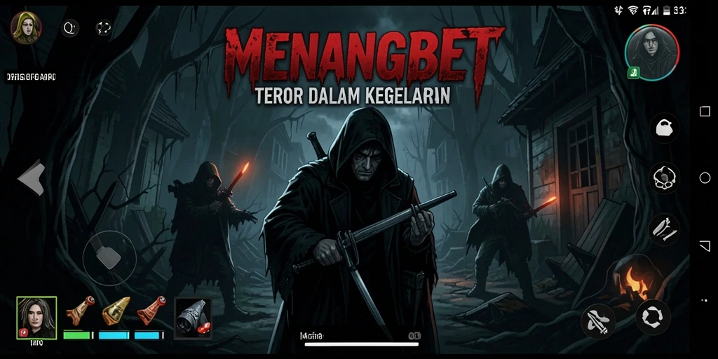 Tangkapan layar utama MENANGBET menampilkan suasana mencekam saat menjelajah lokasi angker.