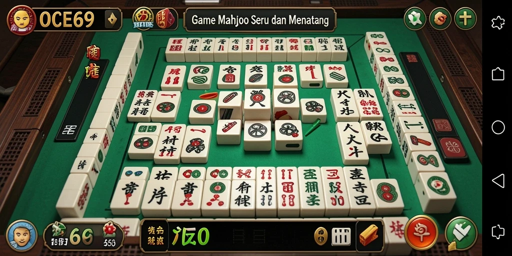 Screenshot OCE69 menampilkan grafis Mahjong yang menawan.