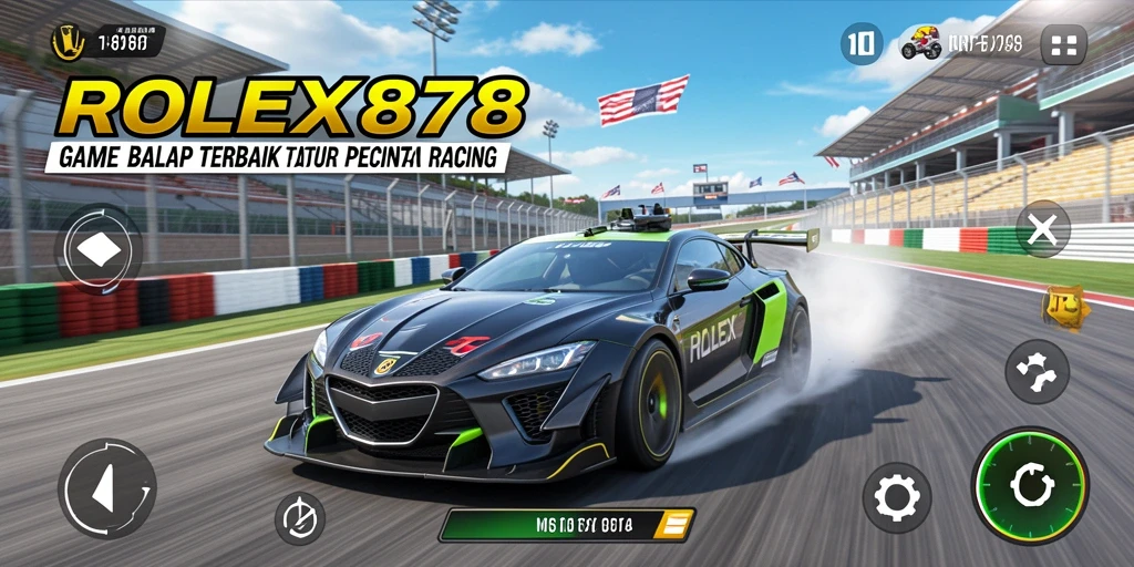 Screenshot gameplay ROLEX878 yang menunjukkan aksi balap seru.