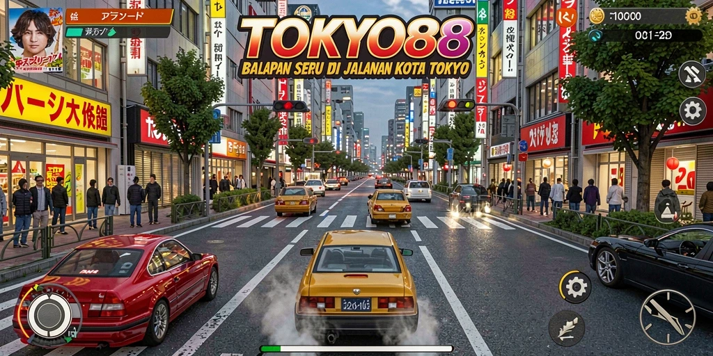 Tangkapan layar gameplay <strong>TOKYO88</strong> menampilkan kecepatan tinggi dan aksi balapan yang mendebarkan.
