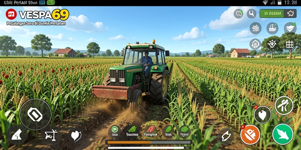 Gameplay VESPA69 menampilkan aktivitas bertani yang seru dan interaktif.