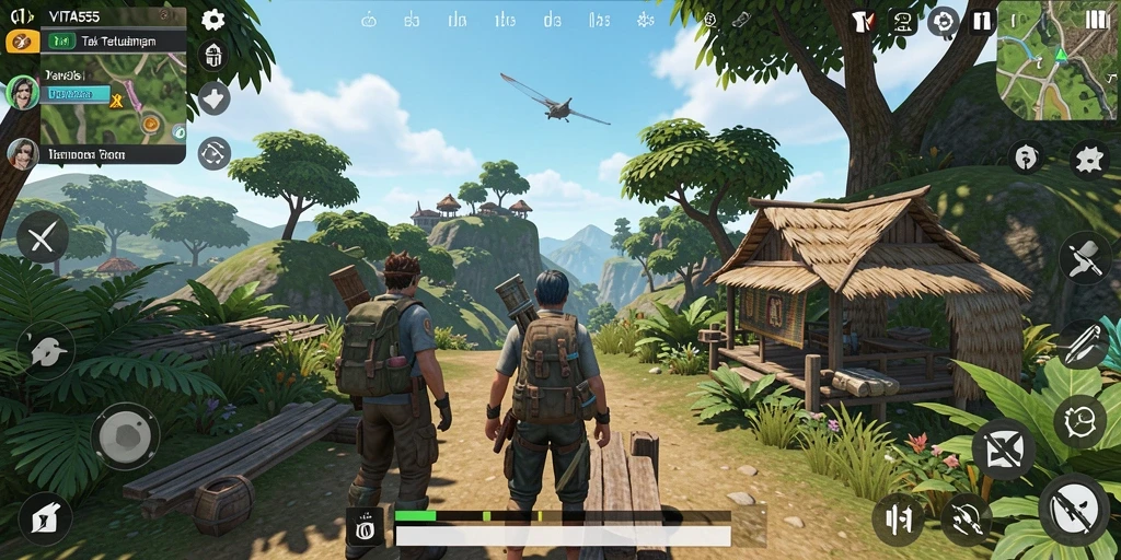 Tangkapan layar menarik dari gameplay VITA555 di dunia terbuka.